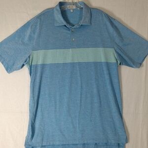 Peter Millar Summer Comfort Golf Polo Mens XL Blue Two-Tone Chest Stripes